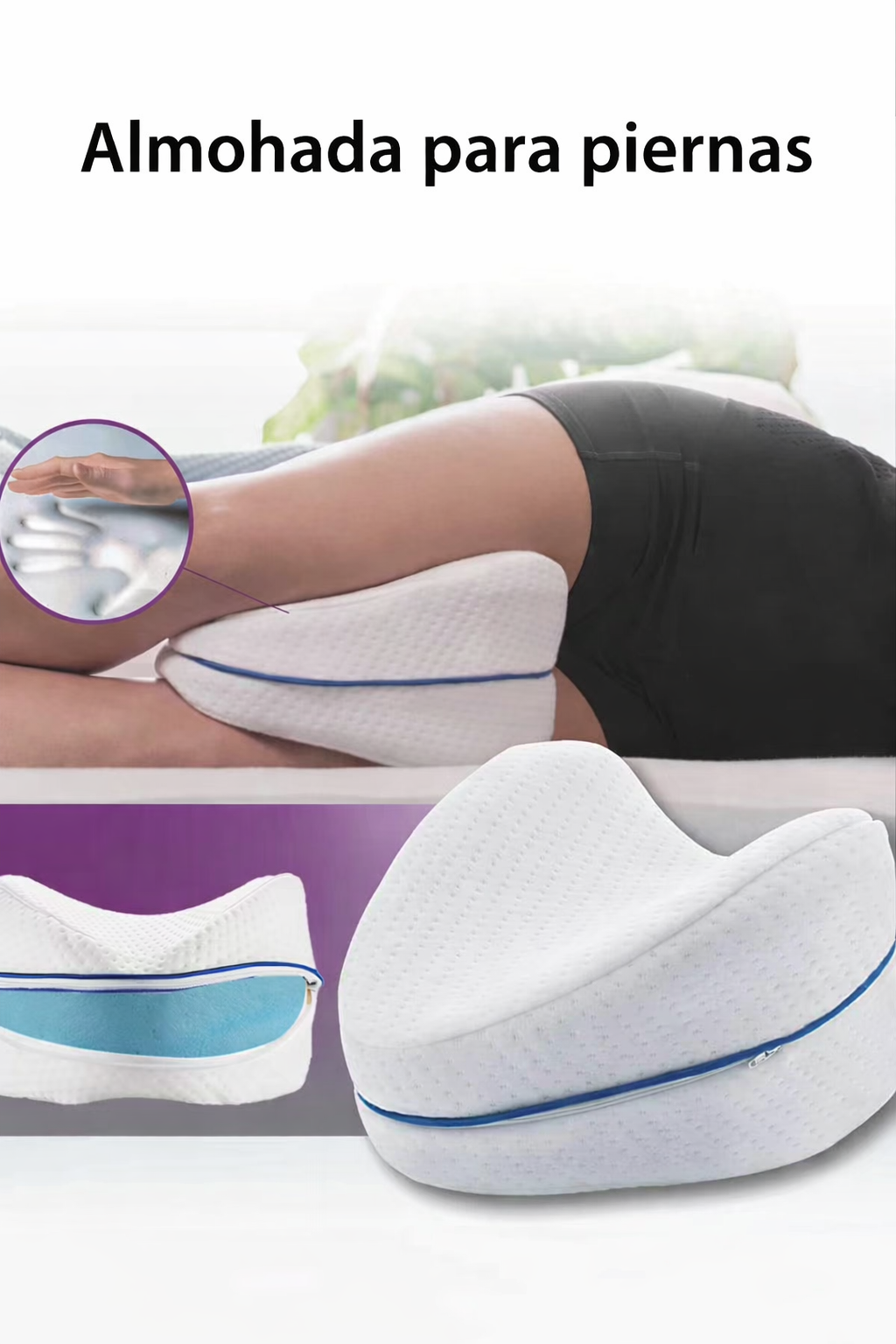 Almohada Ortopédica para piernas de algodón con memoria, rebote lento