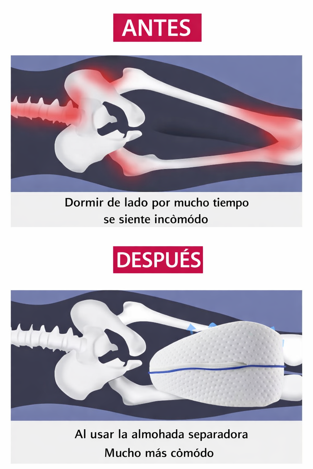 Almohada Ortopédica para piernas de algodón con memoria, rebote lento